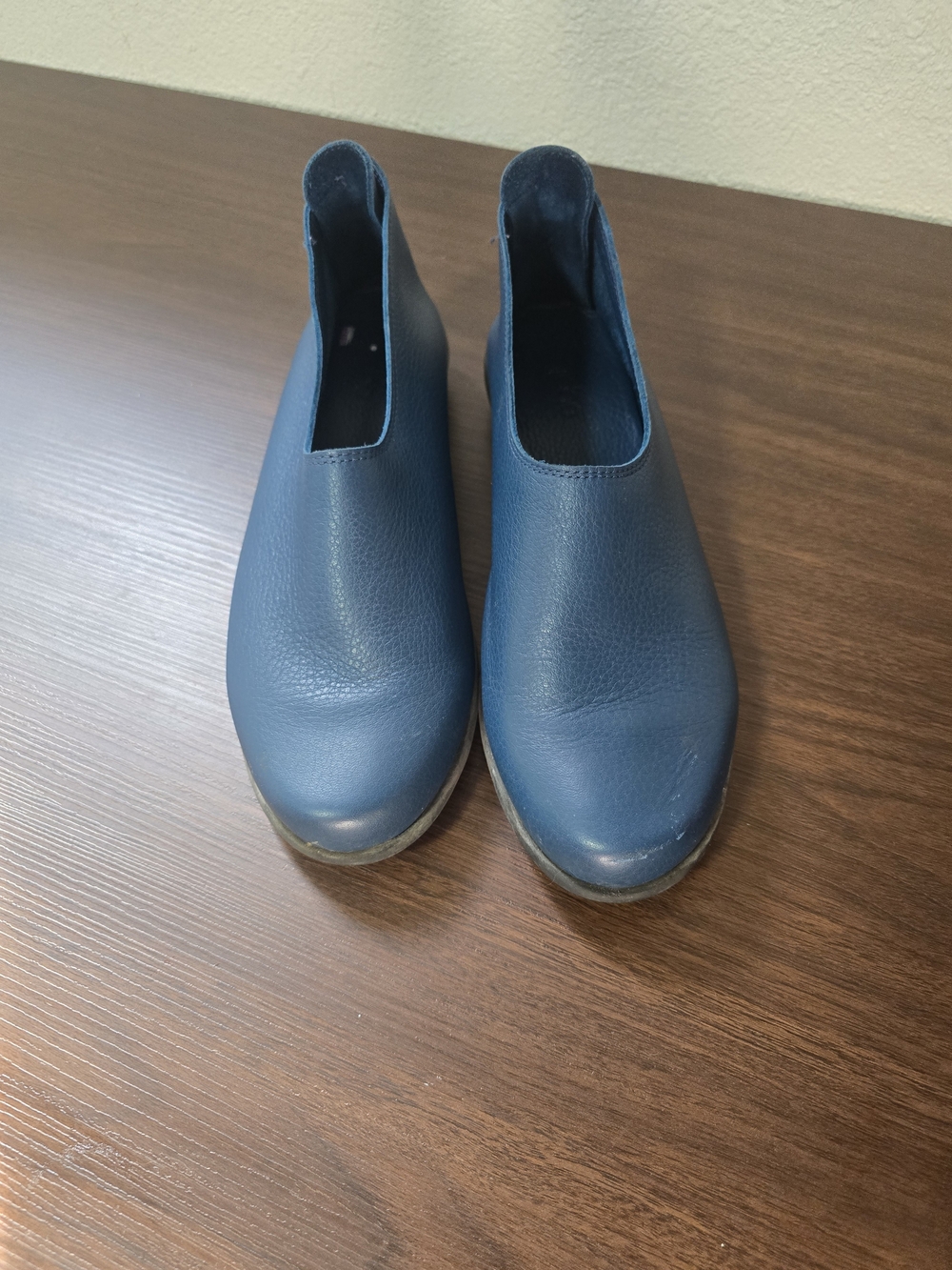 Arche France Blue Grain Leather Back Zipper Loafers Ankle Booties 38 7.5 8